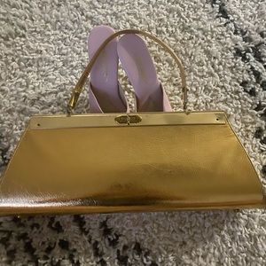 Vintage gold lame/ foil pinup handbag